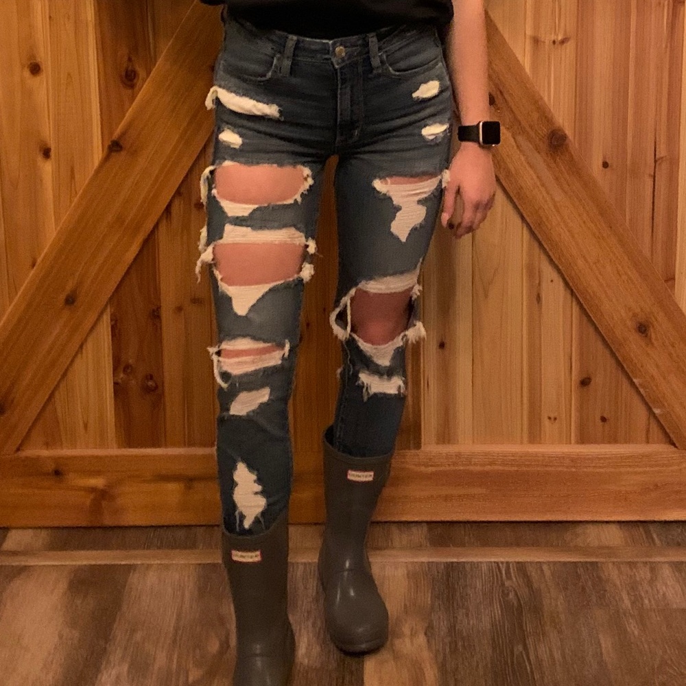 AE Super High Rise Jeans - Heavily Distressed - Picture 6 of 7